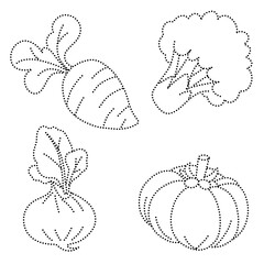 hand drawn fruits dot for tracing 