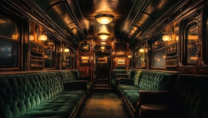 Luxurious Vintage Train Interior: A Journey Through Time