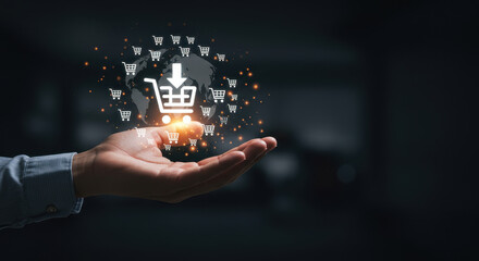 Online Shopping World: Global E-commerce & Digital Retail Concept. Reach Customers Everywhere with Handheld Digitalization!