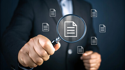 Document Analysis Concept  Magnifying Glass Data Review Graphic