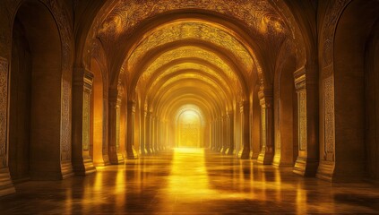 Fototapeta premium Golden Palace Hallway: A Pathway to Enlightenment