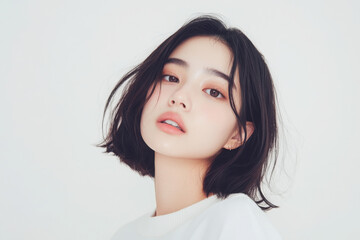 Portrait of a woman with stylish short hair.