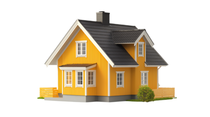 a 3d model of a small house on a transparent background, PNG image, PNG file, Generative art.