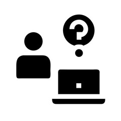 interrogation glyph laptop glyph  vector flat icon