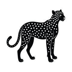 Cheetah silhouette on white background.