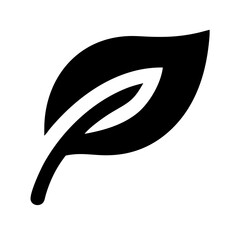 leaf glyph  vector flat icon