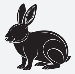 rabbit silhouette vector art illustration, vector illustration of a rabbit