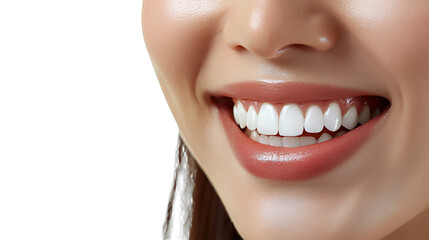 Fototapeta premium close up of a young woman smiling with perfect white teeth and a beautiful smile photo on a transparent background, PNG image, PNG file, Generative art.