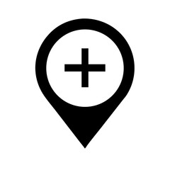 map marker plus  vector flat icon