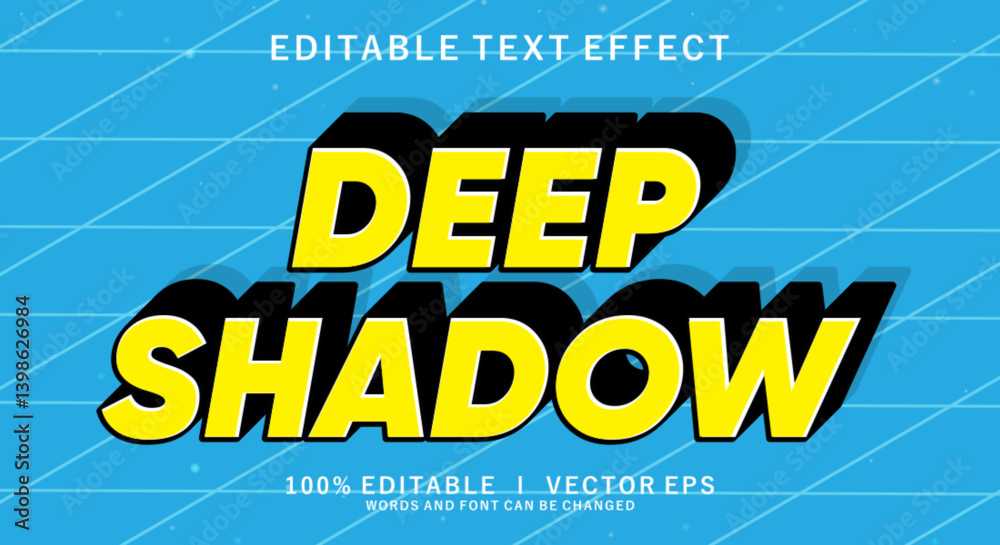 Poster deep shadow vector text effect with modern style design