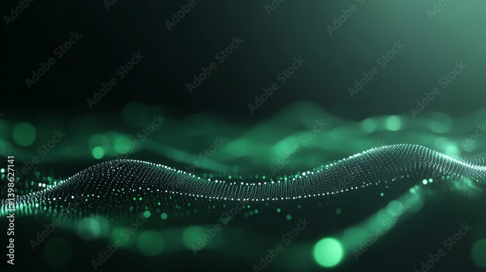 Poster close-up of vibrant green light streaks rapidly moving across a dark background, illustrating a dyna
