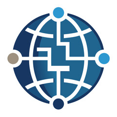 Minimal Tech Global Logo Icon for Technology, Innovation, and Global Connectivity on White Background