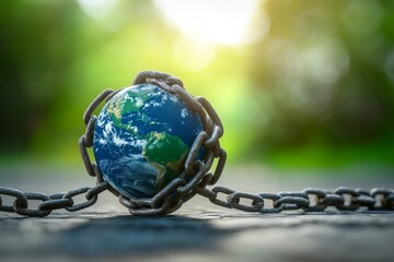 Symbolizing world freedom and justice  earth ensnared in chains on international human rights day
