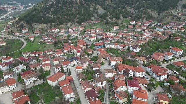 A view of the old Ottoman Houses in the Historical Tarakli Town in Sakarya, Turkey