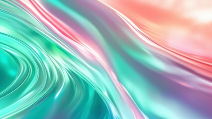 Fototapeta premium A colorful, swirling abstract pattern with a mix of pastel and vibrant hues, creating a sense of motion and fluidity. The background is soft and dreamlike