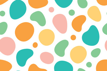Playful Colorful Seamless Blob Pattern on White Backdrop Modern Aesthetic Design