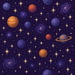 Galaxy stars and planets pattern 