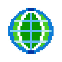 Obraz premium Pixel Global Logo Design with Digital World Concept on White Background