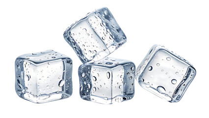 Obraz premium Icy refreshment: stack of clear ice cubes on transparent background