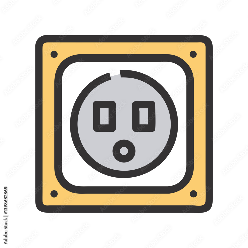 Poster power socket icon for electrical connections and devices