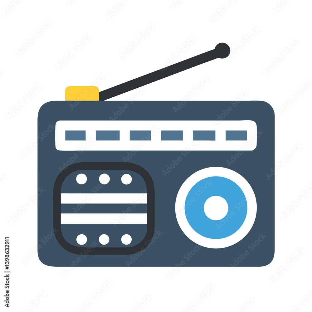 Poster radio icon for communication and broadcasting