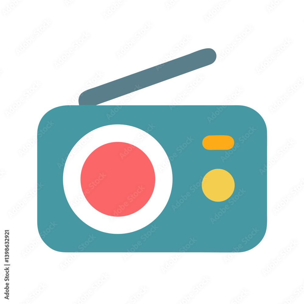 Poster radio icon for communication and broadcasting