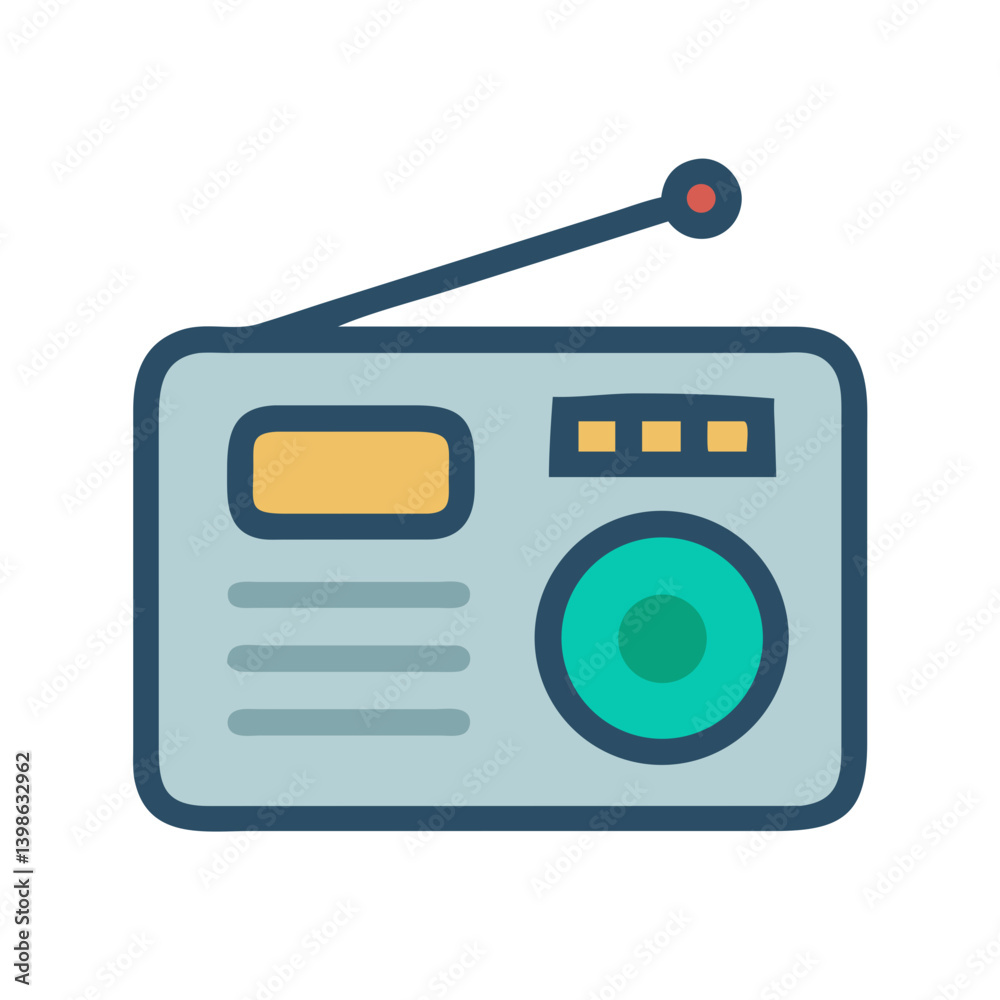 Poster radio icon for communication and broadcasting