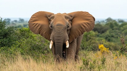 Obraz premium African elephant wildlife photography safari adventure travel tusks nature reserve conservation pachyderm animal