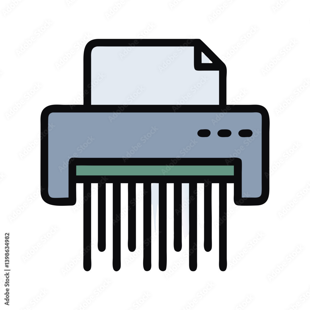 Poster shredder icon for document disposal and security