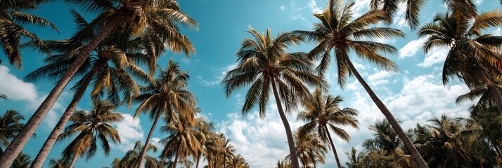 Obraz premium Palm Trees against a vibrant blue sky