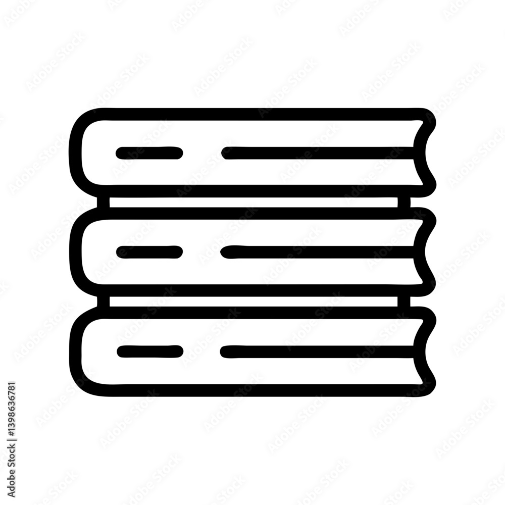 Poster stack of closed books icon for learning and knowledge