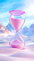 Serene Desert Landscape with Delicate Glass Hourglass – Timeless Beauty and Tranquility