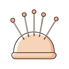 Pincushion with Pins in a Simple Design  
