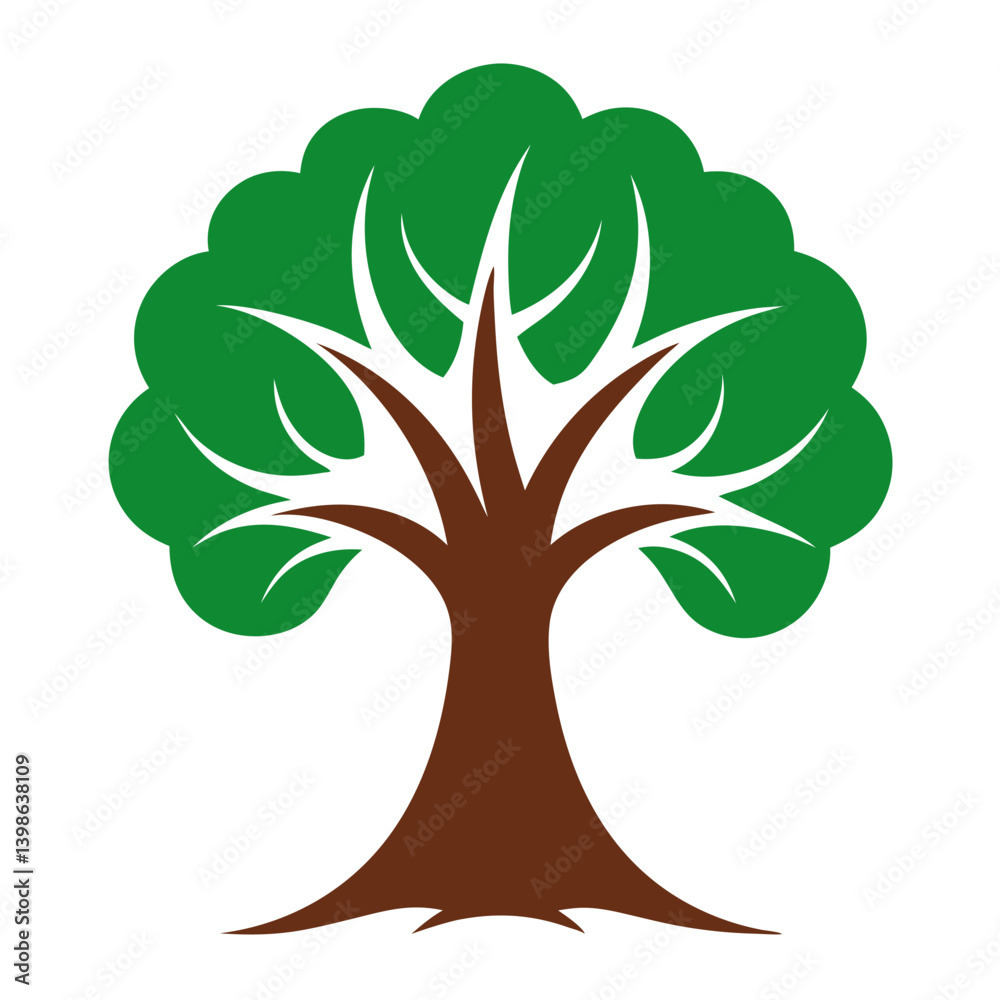 Poster Tree Tech Logo Icon on a White Background with a Futuristic Touch