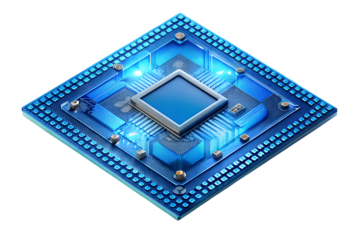 High performance computing processor chip for ai and machine learning systems on transparent background