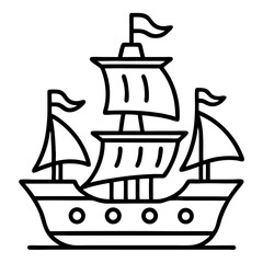 Pirate Adventure: Vintage Pirate Ship Outline for Coloring Book Page