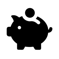 piggy bank glyph  vector flat icon