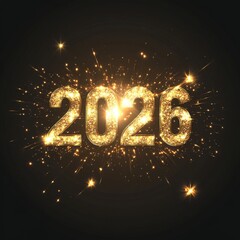 A design for the 2026 New Year celebration with a golden festive theme