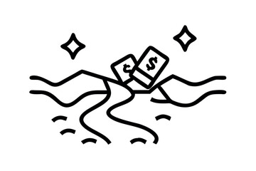 Money sinking into the ground financial crisis economic downturn cash loss Cash Flow investment failure bankruptcy insolvency debt crisis wealth destruction asset devaluation market crash