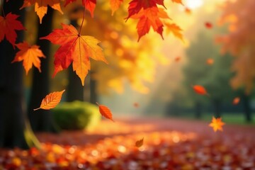 Blurred, colorful autumn leaves falling in a late season spiral pattern, autumn, whirlpool