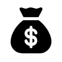 sack dollar  vector flat icon