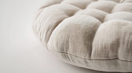 Obraz premium Close up shot of a round tufted cushion on a white background