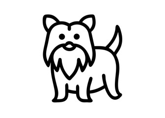 Fototapeta premium Icon of a simple line drawing of a dog. yorkshire terrier.