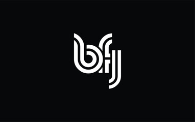 BFJ Creative Unique Modern Letter Logo Design. Stylized logo featuring a unique letter design, presenting abstract minimalist aesthetics and modern appeal.