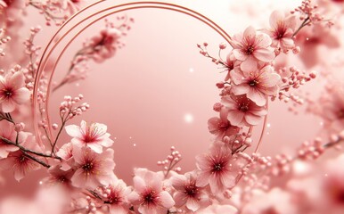 Fototapeta premium Hello to an April filled with delicate pink cherry blossoms and a deep, clear blue sky