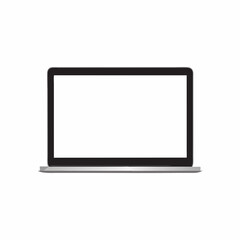 Sleek silver laptop with a blank white screen perfect for mockups and presentations clean design simple elegant style