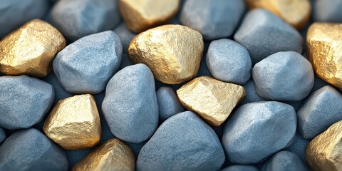 Gold and silver rocks display natural setting close-up view textured surface nature's treasure