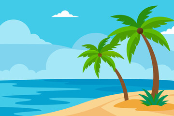 tropical island with palm trees