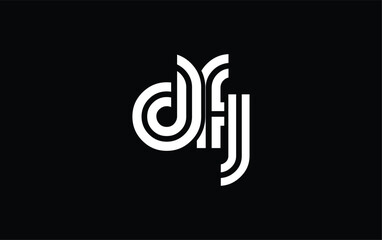DFJ Creative Unique Modern Letter Logo Design. Stylized logo featuring a unique letter design, presenting abstract minimalist aesthetics and modern appeal.