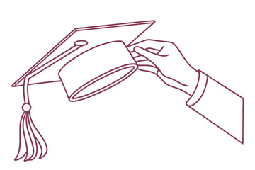 Hand throwing graduation cap art